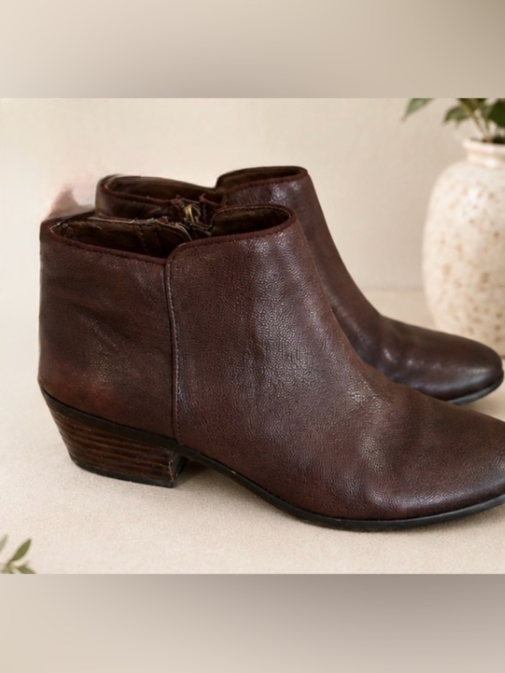 Sam Edelman Brown Leather Ankle Booties – Women’s Size 8.5